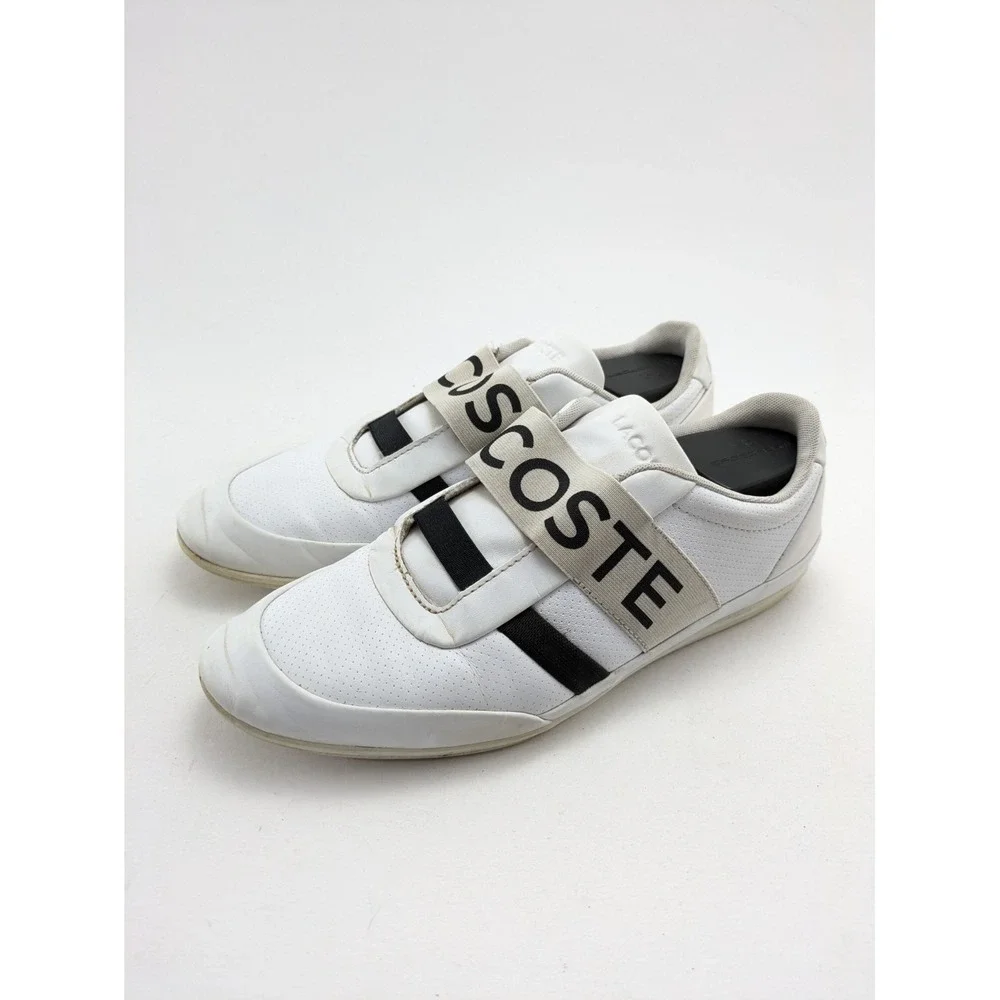 Mens‎ Lacoste Misano White Leather Elastic 3182 U Cam Strap Casual Shoes Size 10